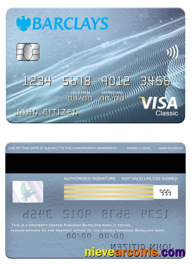 United Kingdom Barclays bank visa classic card